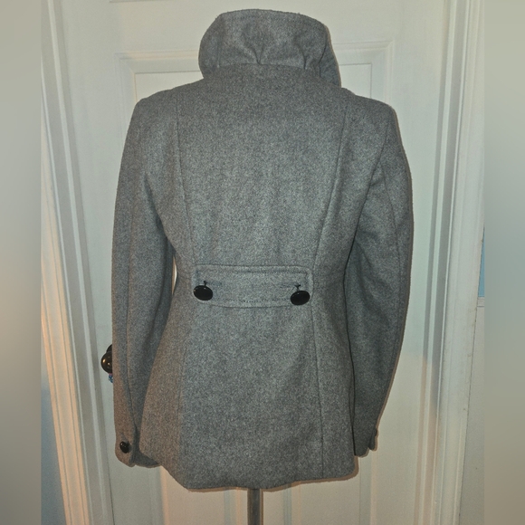 Old Navy Gray Wool Blend Peacoat With Ruffle Collar Small - Picture 3 of 7